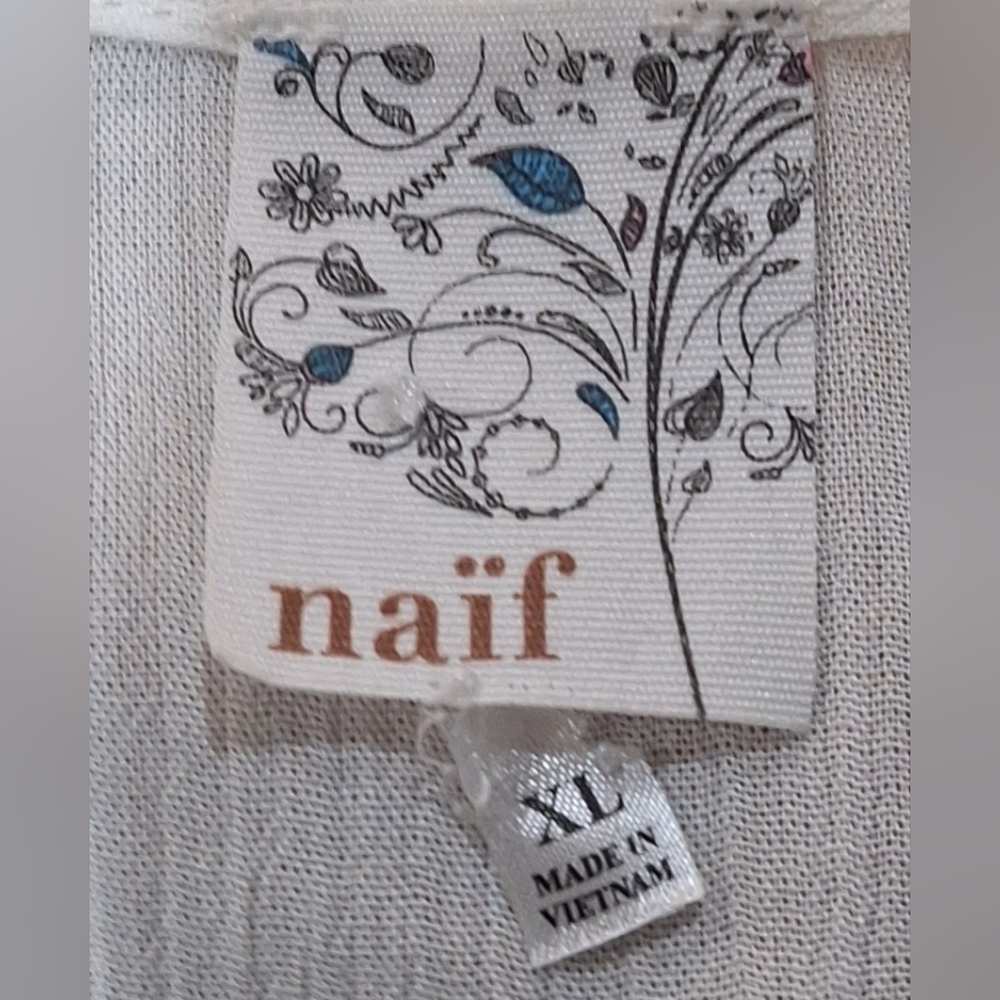 Naïf Boho Crochet V-Neck Dress Slit Sleeve Flowy Cream XL #2015 - Picture 6 of 10